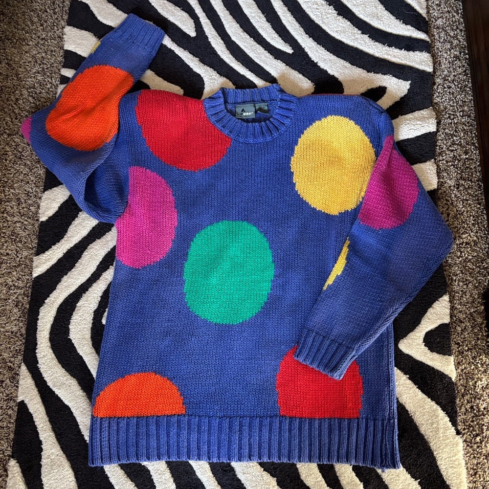 Vintage 80s Liz Claiborne Polka Dot Crewneck Sweater